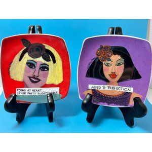Bad Girl Art Lolly Lu Original Art Plates Set of 4 in Box Keithley Pierce Women
